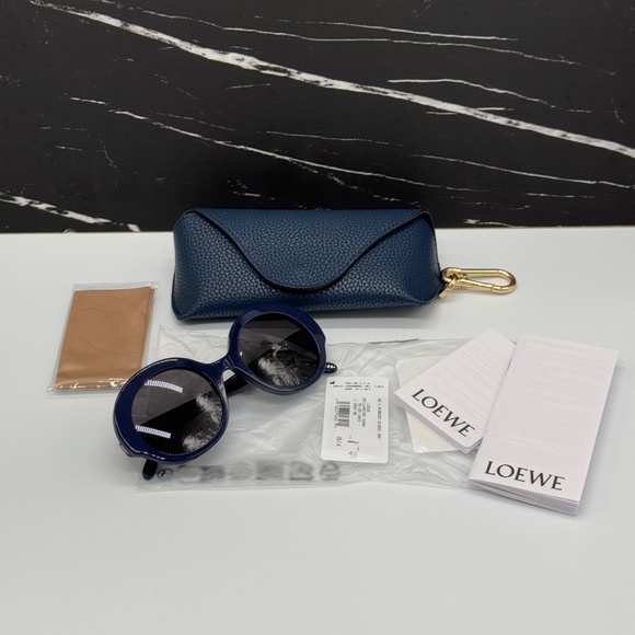 NEW LOEWE ROUND SUNGLASSES LW40135I 90A BLUE GREY LOEWE WOMEN EYEWEAR - Picture 10 of 10